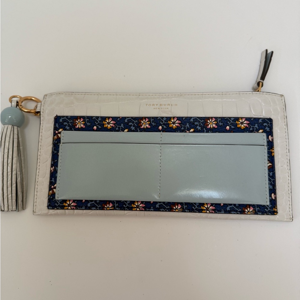 Tory Burch Light Blue and Gold Wallet